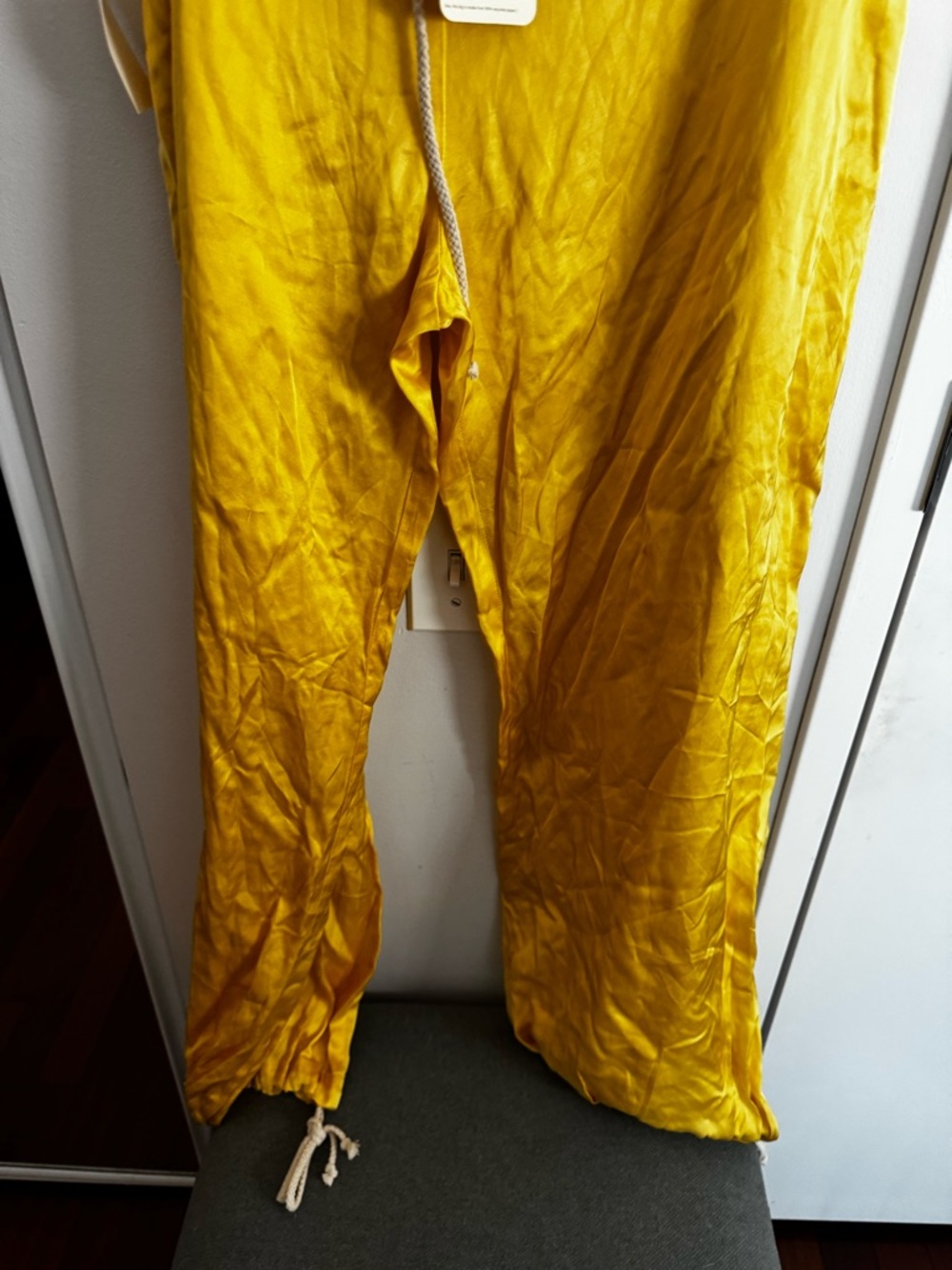 DONNI. Sunny Yellow Cinch Drawstring Jogger Pants NWT - Size L / XL - Picture 7 of 9